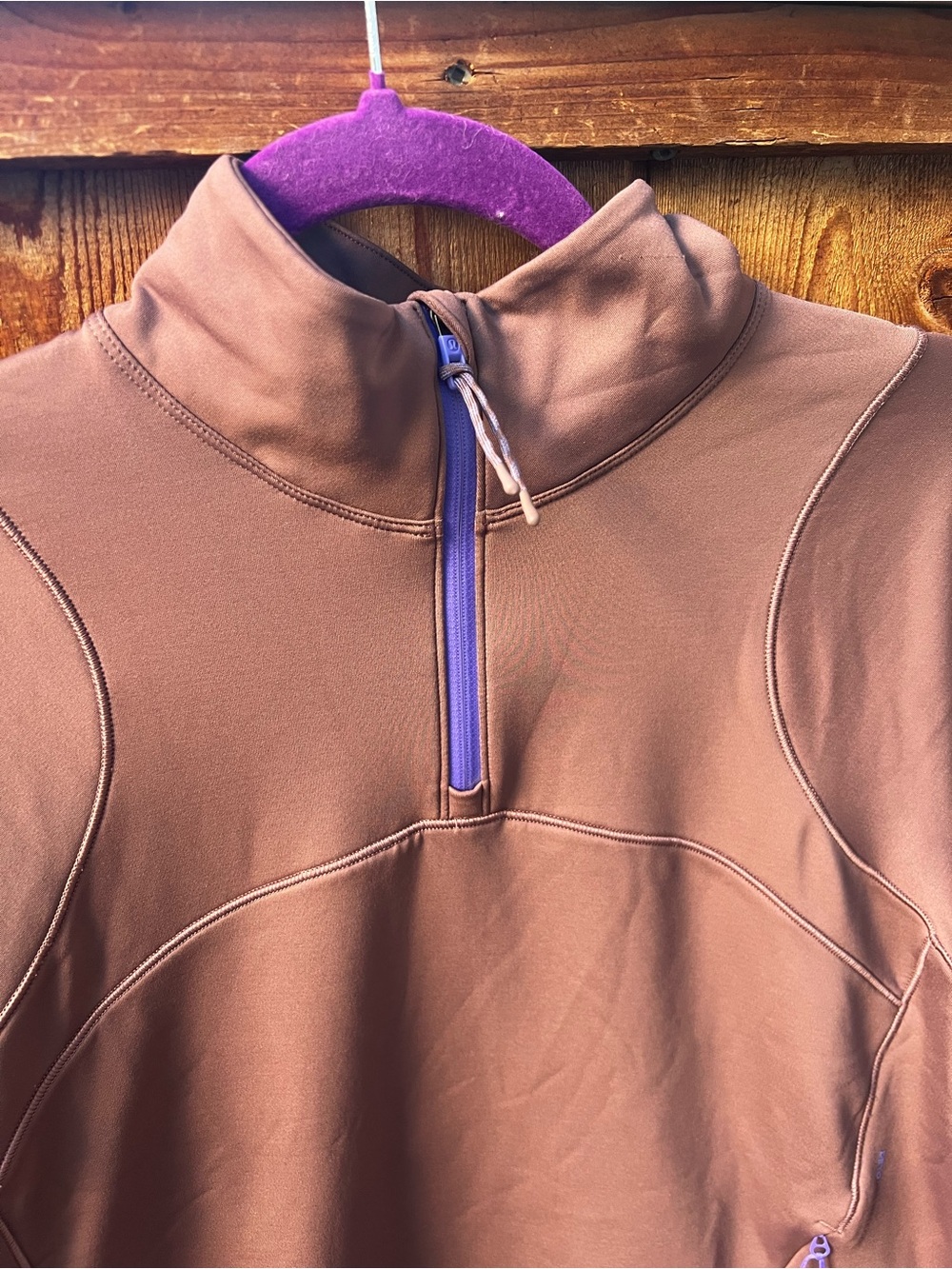 Lululemon Tech Fleece Hiking 1/4 Zip Pullover Size 8 Dark Oxide / Pink Clay - Picture 6 of 16